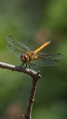 Dragonfly resting on a branch
