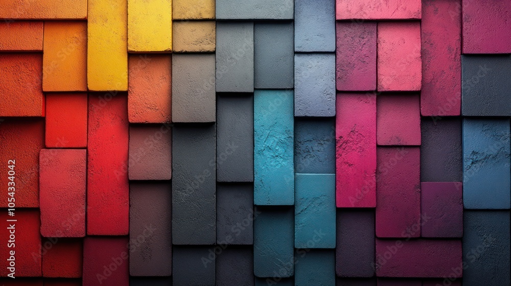 Poster abstract colorful rectangular tiles pattern