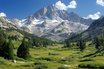 Fototapeta premium Majestic mountain peak with clear blue sky