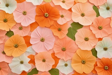 Beautiful floral background featuring hand-embroidered flowers in warm tones with dimensional textures