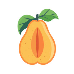 Simple flat 2D icon sliced papaya isolated on transparent background, vector, flat design, animation design, vector, flat design, animation design, simple flat 2D icon, minimalist design, clipart
