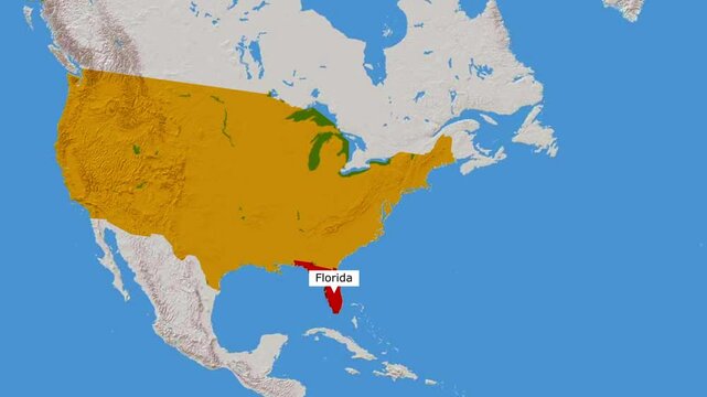 The State Of Florida.Political map of United States.Florida map.