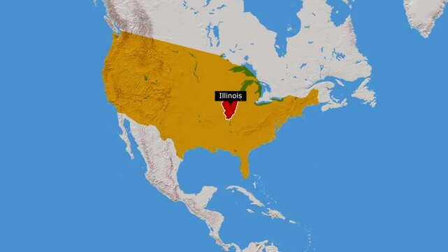 The State Of Illinois.Political map of United States.Illinois map.