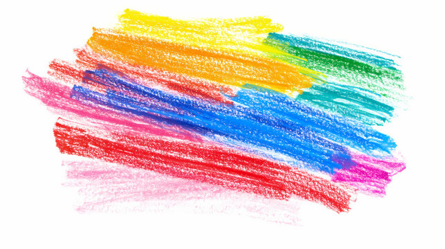 Photo grunge hand drawn colorful scribble wax pastel, rainbow crayon isolated on white. Chalk Pastel Drawing. Illustration