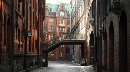 Fototapeta premium A view of Hamburg City, Germany, showcasing its historic architecture, canals, and vibrant urban scenery.