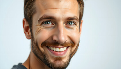 Fototapeta premium Man looking at camera with smile isolated with white highlights, png