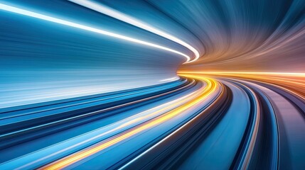 Dynamic abstract background showcasing vibrant streaks of light in blue and orange, representing speed and movement.