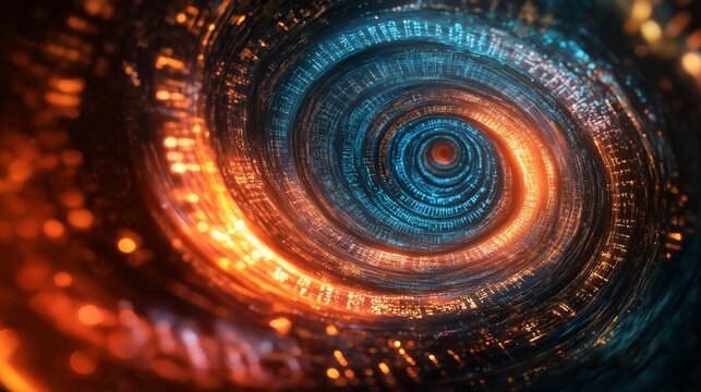 digital art piece showcasing random numbers spiraling into a vortex, symbolizing the power of algorithms