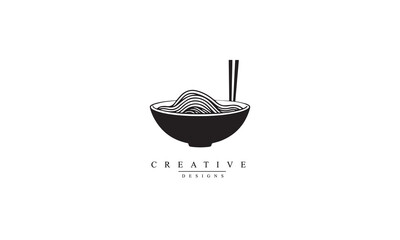 japan taste noodle bowl food culture minimal hipster black logo vector