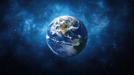 Fototapeta premium The depiction features a highly detailed Earth, suspended in space, with tranquil ocean waves and ominous storm clouds enhancing the atmosphere