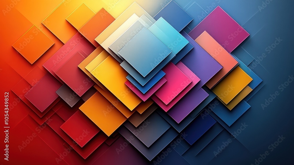 Poster abstract geometric pattern of overlapping colorful squares
