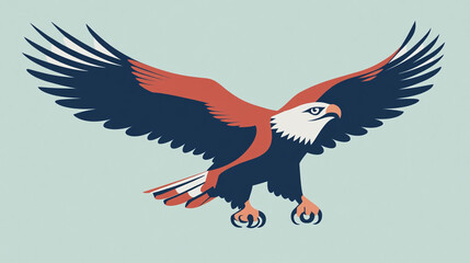 Fototapeta premium Bald Eagle Soaring in Flight Freedom Power Nature Wildlife Illustration
