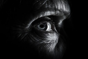 Obraz premium Artistic black and white portrait of an elderly woman, Portrait, Wisdom