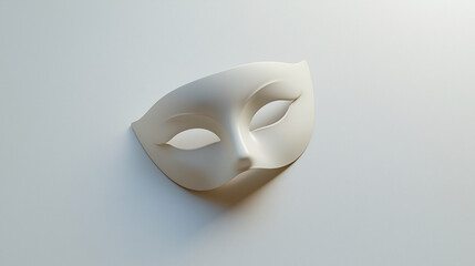 Photorealistic Minimalist White Mask on Clean Background with Soft Shadows for Realistic Depth and...