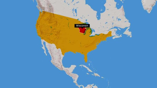 The State Of Wisconsin.Political map of United States.Wisconsin map.