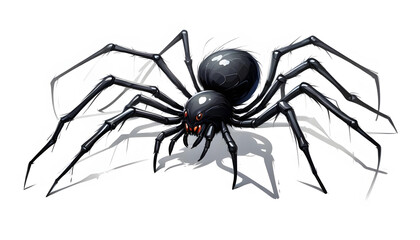 3d black spider image with white background
