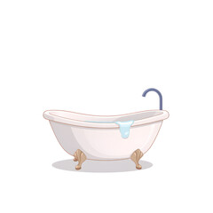 Naklejka premium bath cartoon 2D illustration on white background. Generative AI
