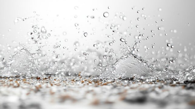 Raindrops create mesmerizing patterns while splashing on a smooth surface