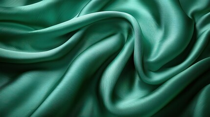 Obraz premium Smooth Emerald Green Fabric with Ripples and Folds