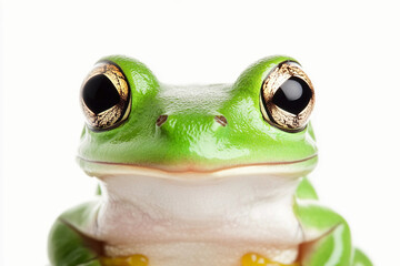  Frog Isolated On White:  Cute GreenTree Frog, Frog 3d, Bullfrog, Colorful Pets, Toad