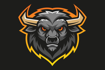 Bison Head Mascot Logo Design – Vector Illustration.