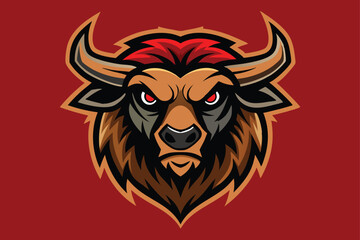 Bison Head Mascot Logo Design – Vector Illustration.