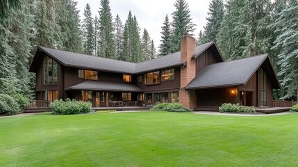 This beautiful house features a large lawn and lovely garden, providing an inviting space for relaxation and outdoor activities