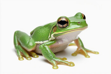 Obraz premium Frog Isolated On White: Cute GreenTree Frog, Frog 3d, Bullfrog, Colorful Pets, Toad