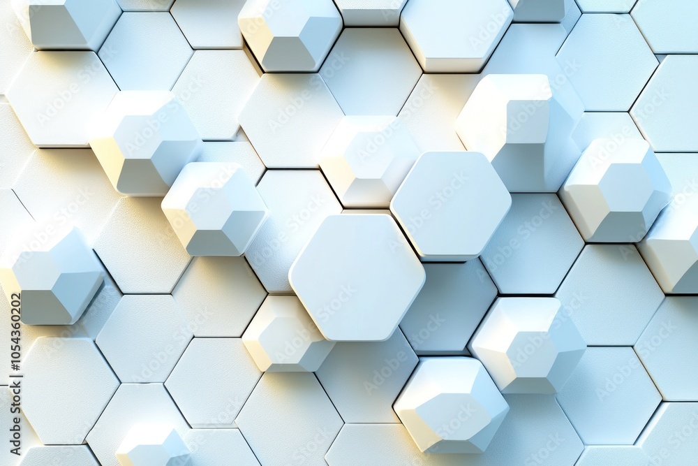 Poster abstract geometric pattern of white hexagonal shapes