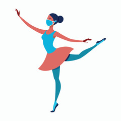 vector teen dancing ballet with face mask
