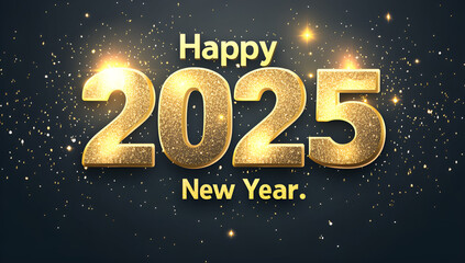 Happy New Year 2025, background banner greeting card illustration. AI generative.