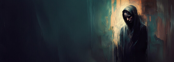 Fototapeta premium Depression & Anxiety Concept Art, Mental Health, Abstract Painting