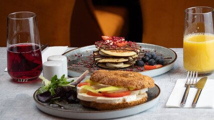 sandwich with salmon and vegetables