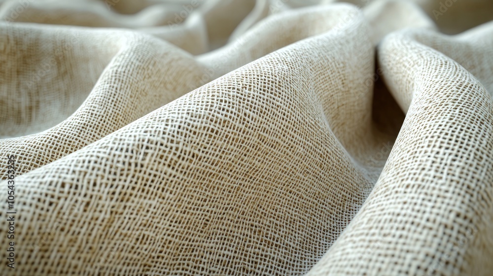 Poster close-up of a wrinkled beige fabric with a grid pattern