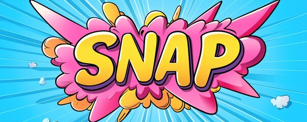 Fototapeta premium Colorful comic-style 'SNAP' explosion graphic on a bright background.