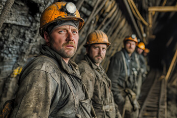 Fototapeta premium Miners working in the coal mine