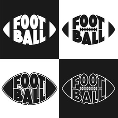Set of 4 American football typography graphics. Concept for print production. T-shirt fashion Design.