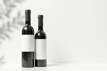 Fototapeta premium Elegant wine bottle mockup with blank labels for branding and design