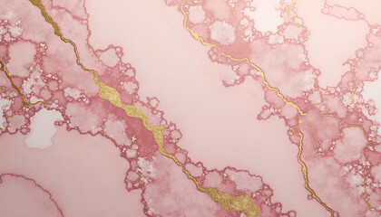 Delicate pink marble texture with gold veins and soft cloud-like patterns