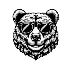 polar bear logo design cool sunglass vector