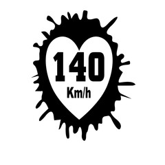Road sign love heart 140 km/h vector