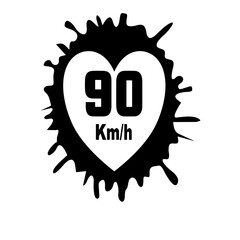 Road sign love heart 90 km/h vector