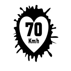 Road sign love heart 70 km/h vector