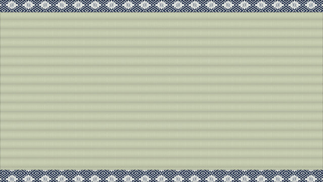 Japanese tatami mat with floral edges navy blue and light blue