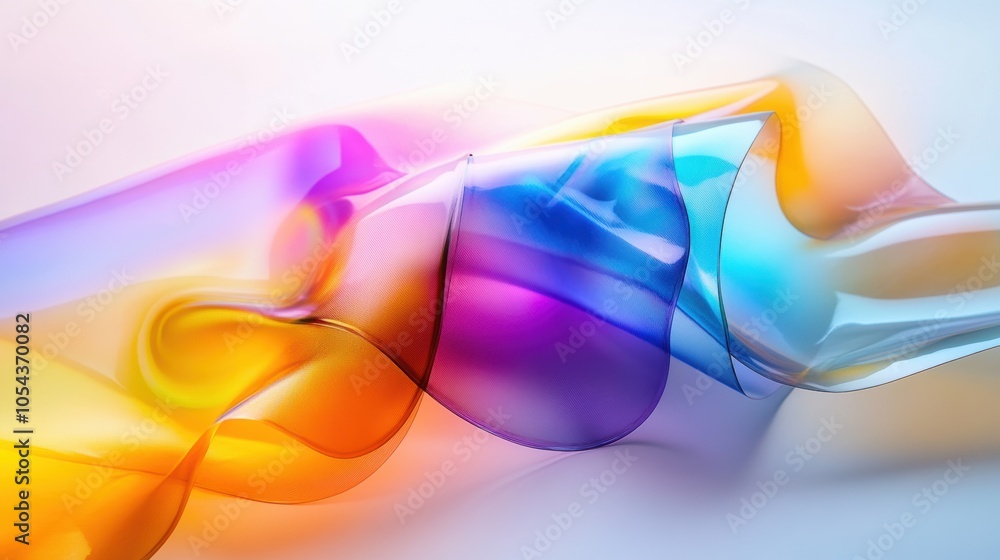 Wall mural transparent film glowing with soft rainbow hues