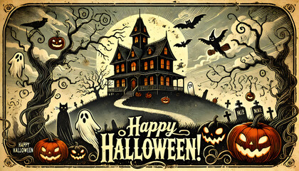 halloween background with castle