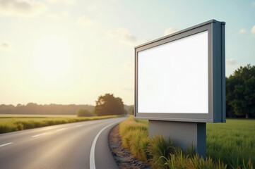 Fototapeta premium Blank roadside billboard mockup for advertisement on countryside highway