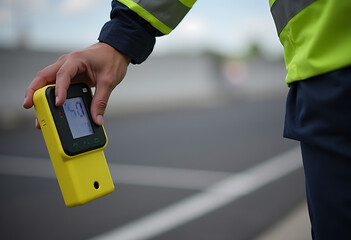 contractor uses touchpad efficiently site every day work purposes