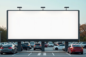Blank billboard in parking lot setting for advertisement mockup