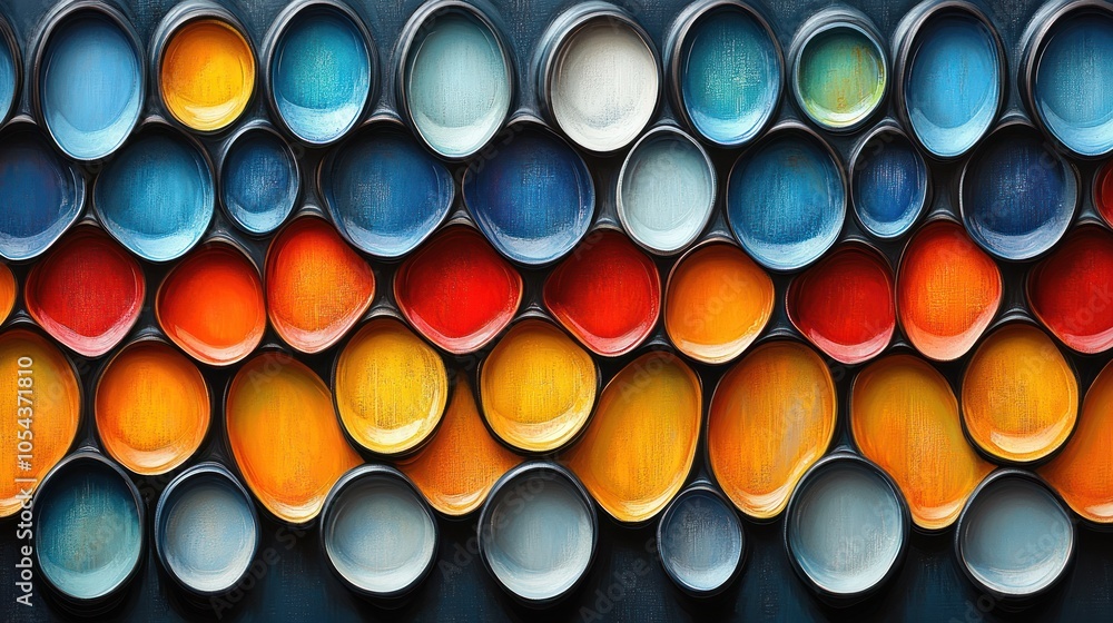 Poster abstract artwork of multicolored circular shapes